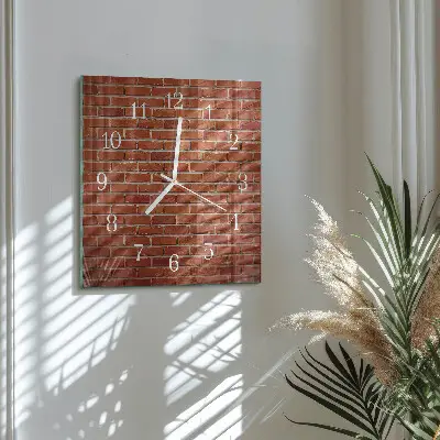 Kvadratinis stiklo laikrodis Plytų siena