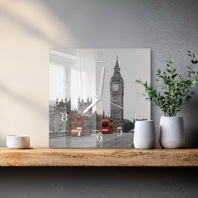 Kvadratinis stiklo laikrodis Londonas