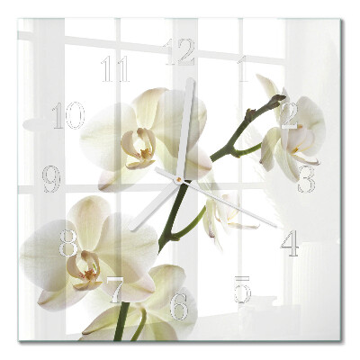 Kvadratinis stiklo laikrodis Orchidėja