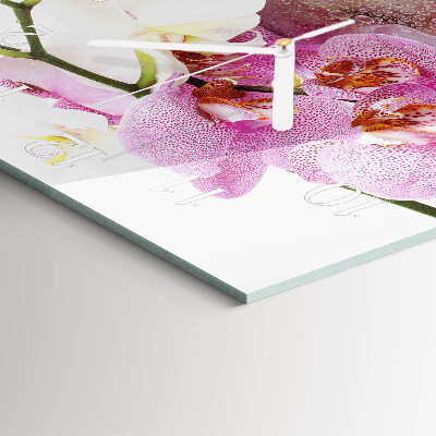 Kvadratinis stiklo laikrodis Orchidėja