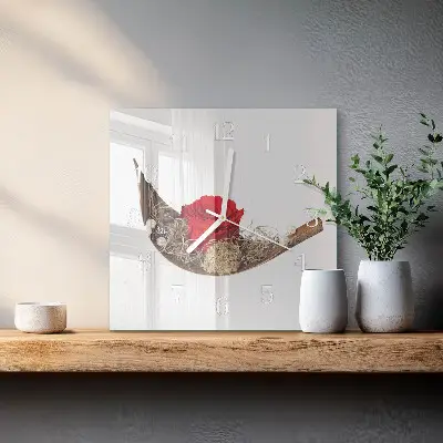 Kvadratinis laikrodis iš stiklo Rožė