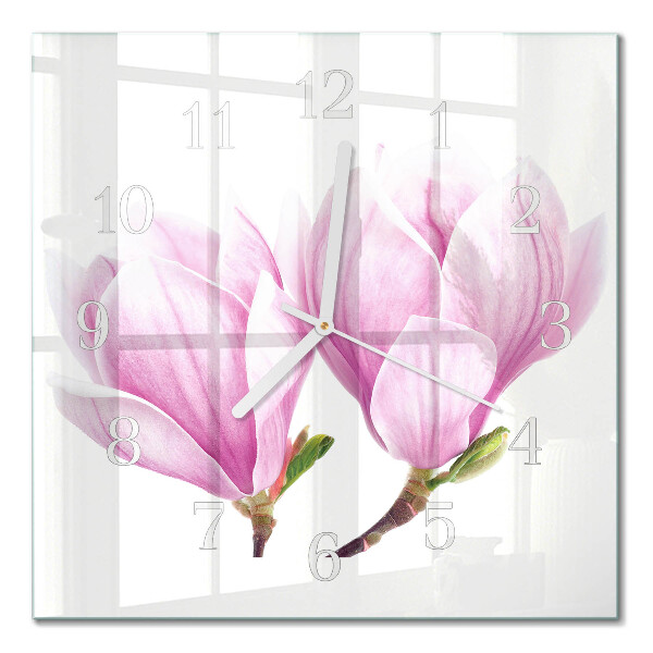 Kvadratinis stiklo laikrodis Magnolija