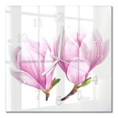 Kvadratinis stiklo laikrodis Magnolija
