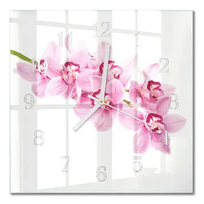 Kvadratinis stiklo laikrodis Orchidėja