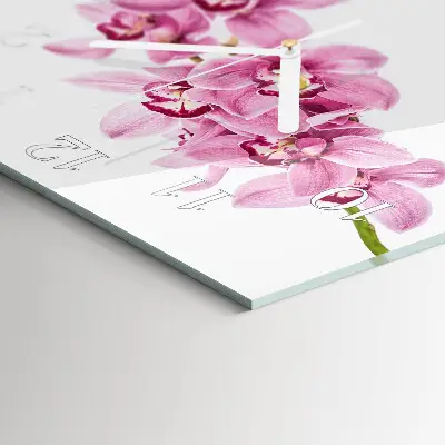 Kvadratinis stiklo laikrodis Orchidėja
