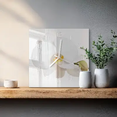 Kvadratinis laikrodis iš stiklo Orchidėja