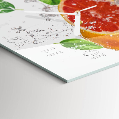 Kvadratinis stiklo laikrodis Greipfrutas