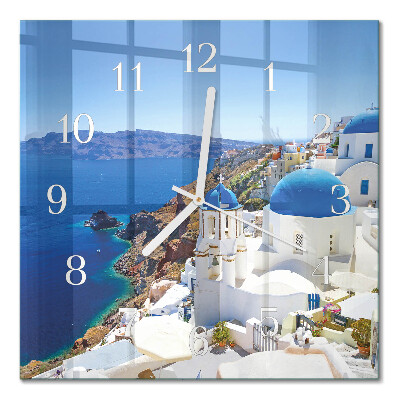 Kvadratinis stiklo laikrodis Santorinis