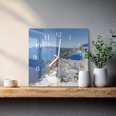 Kvadratinis stiklo laikrodis Santorinis