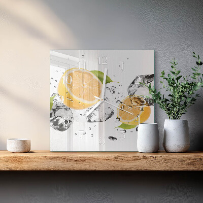Kvadratinis stiklo laikrodis Citrusiniai vaisiai