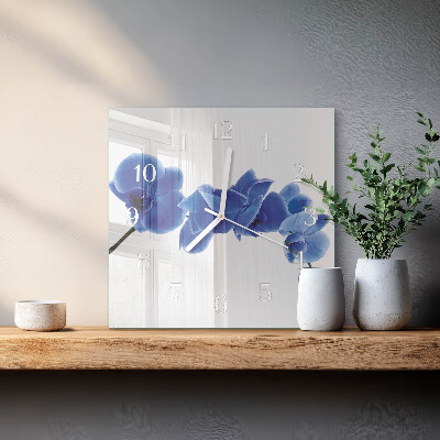 Kvadratinis stiklo laikrodis Orchidėja