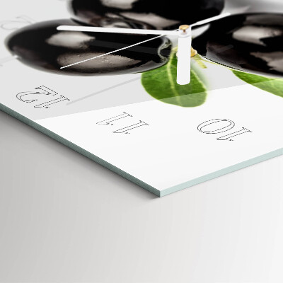 Kvadratinis laikrodis iš stiklo Alyvuogės