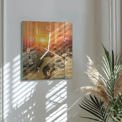 Kvadratinis laikrodis iš stiklo Saulėlydis