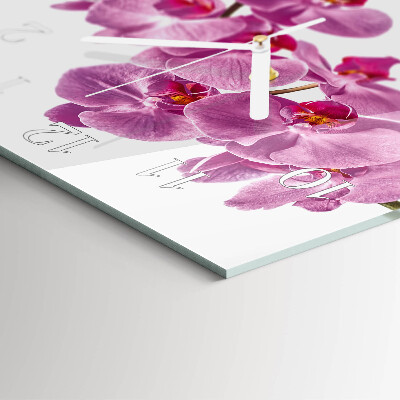 Kvadratinis stiklo laikrodis Orchidėja