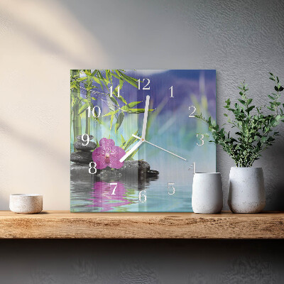 Kvadratinis stiklo laikrodis Orchidėjų SPA