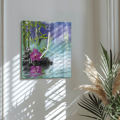 Kvadratinis stiklo laikrodis Orchidėjų SPA