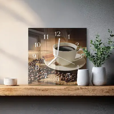 Kvadratinis stiklo laikrodis Kava