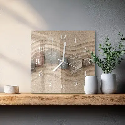Kvadratinis stiklo laikrodis Akmenys ir smėlis