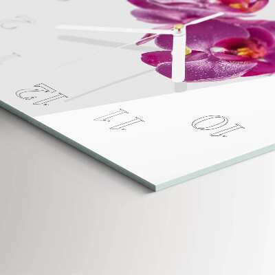 Kvadratinis stiklo laikrodis Orchidėja