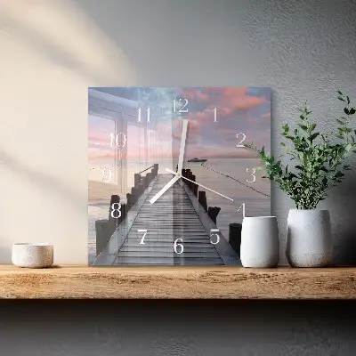 Kvadratinis laikrodis iš stiklo Tiltas