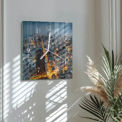 Kvadratinis stiklo laikrodis Naktinis miestas
