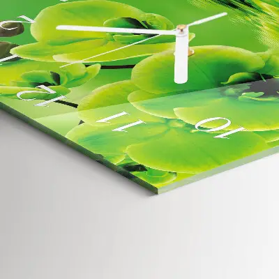 Kvadratinis stiklo laikrodis Orchidėja