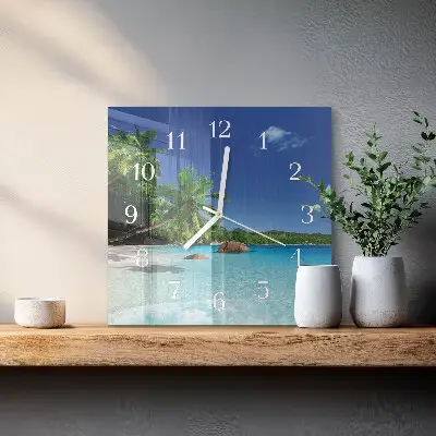 Kvadratinis laikrodis iš stiklo Palmių sala