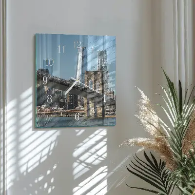 Kvadratinis laikrodis iš stiklo Horizontas