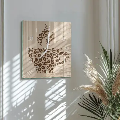 Kvadratinis laikrodis iš stiklo Kava