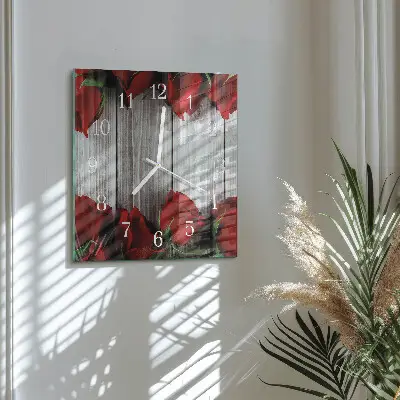 Kvadratinis stiklo laikrodis Rožių tabletės