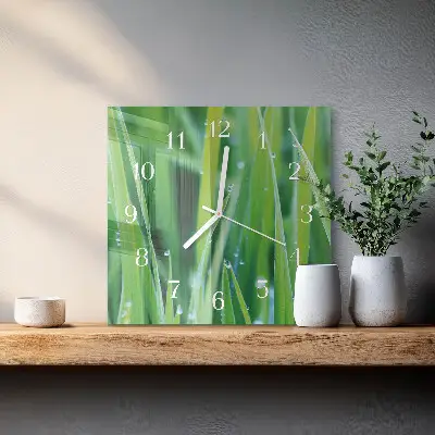 Kvadratinis stiklo laikrodis Žolė