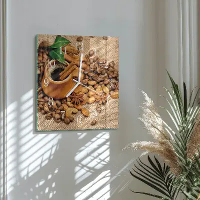 Kvadratinis laikrodis iš stiklo Cinamono migdolai