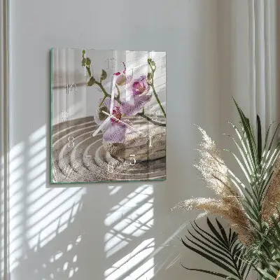 Kvadratinis laikrodis iš stiklo Smėlio orchidėja