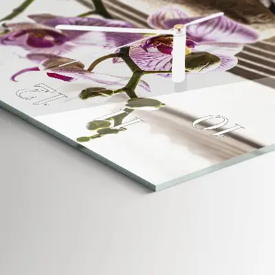 Kvadratinis laikrodis iš stiklo Smėlio orchidėja