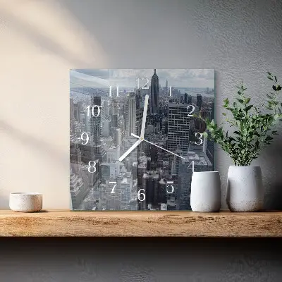 Kvadratinis laikrodis iš stiklo Horizontas
