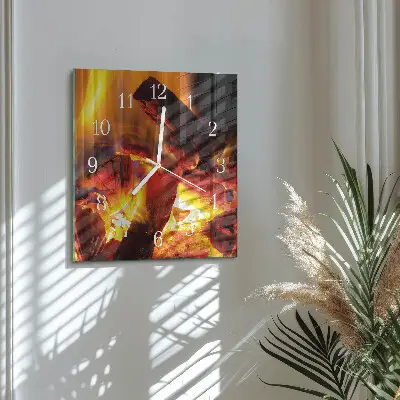 Kvadratinis stiklo laikrodis Ugnis