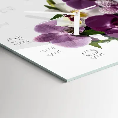 Kvadratinis stiklo laikrodis Orchidėja