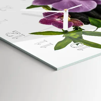 Kvadratinis laikrodis iš stiklo Orchidėja