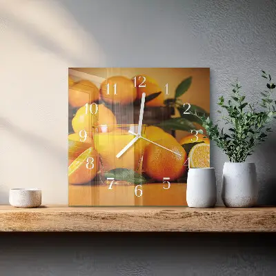 Kvadratinis stiklo laikrodis Apelsinai