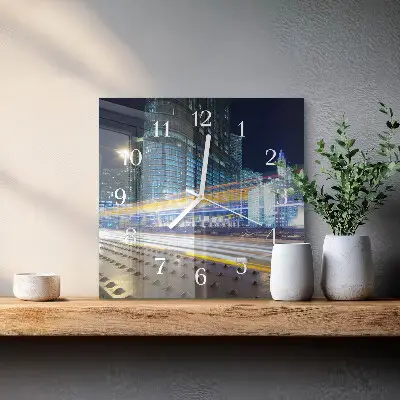 Kvadratinis laikrodis iš stiklo Horizontas
