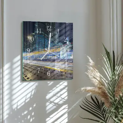 Kvadratinis laikrodis iš stiklo Horizontas