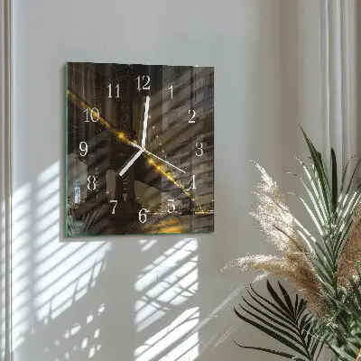 Kvadratinis stiklo laikrodis Naktinis tiltas