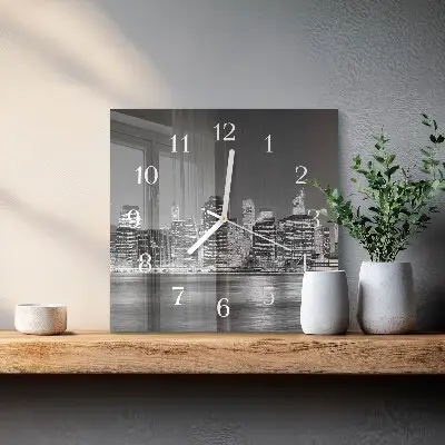 Kvadratinis laikrodis iš stiklo Horizontas