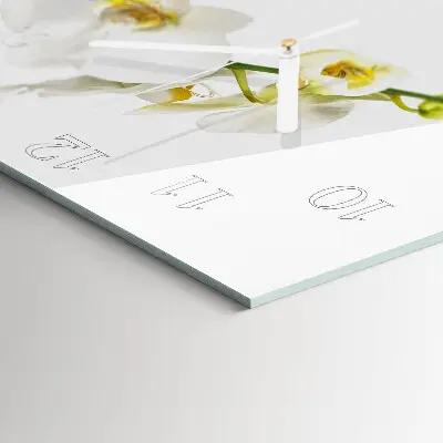 Kvadratinis laikrodis iš stiklo Orchidėja