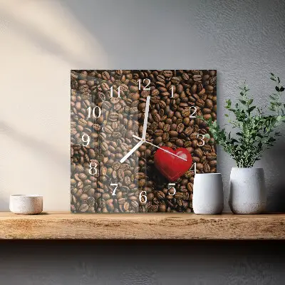 Kvadratinis stiklo laikrodis Kavos pupelės