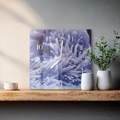 Kvadratinis laikrodis iš stiklo Anemonas
