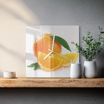 Kvadratinis stiklo laikrodis Apelsinai