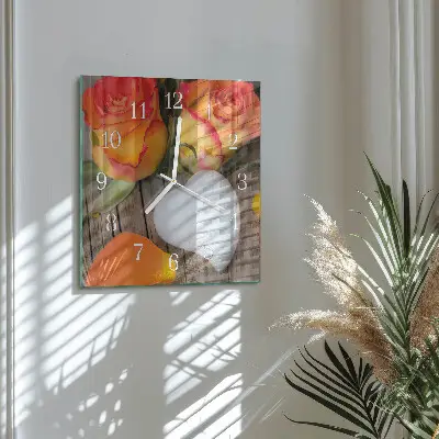 Kvadratinis laikrodis iš stiklo Širdis