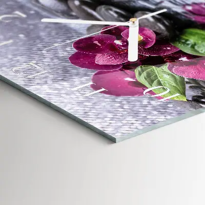 Kvadratinis stiklo laikrodis Orchidėja