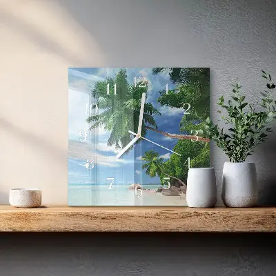 Kvadratinis stiklo laikrodis Palmės